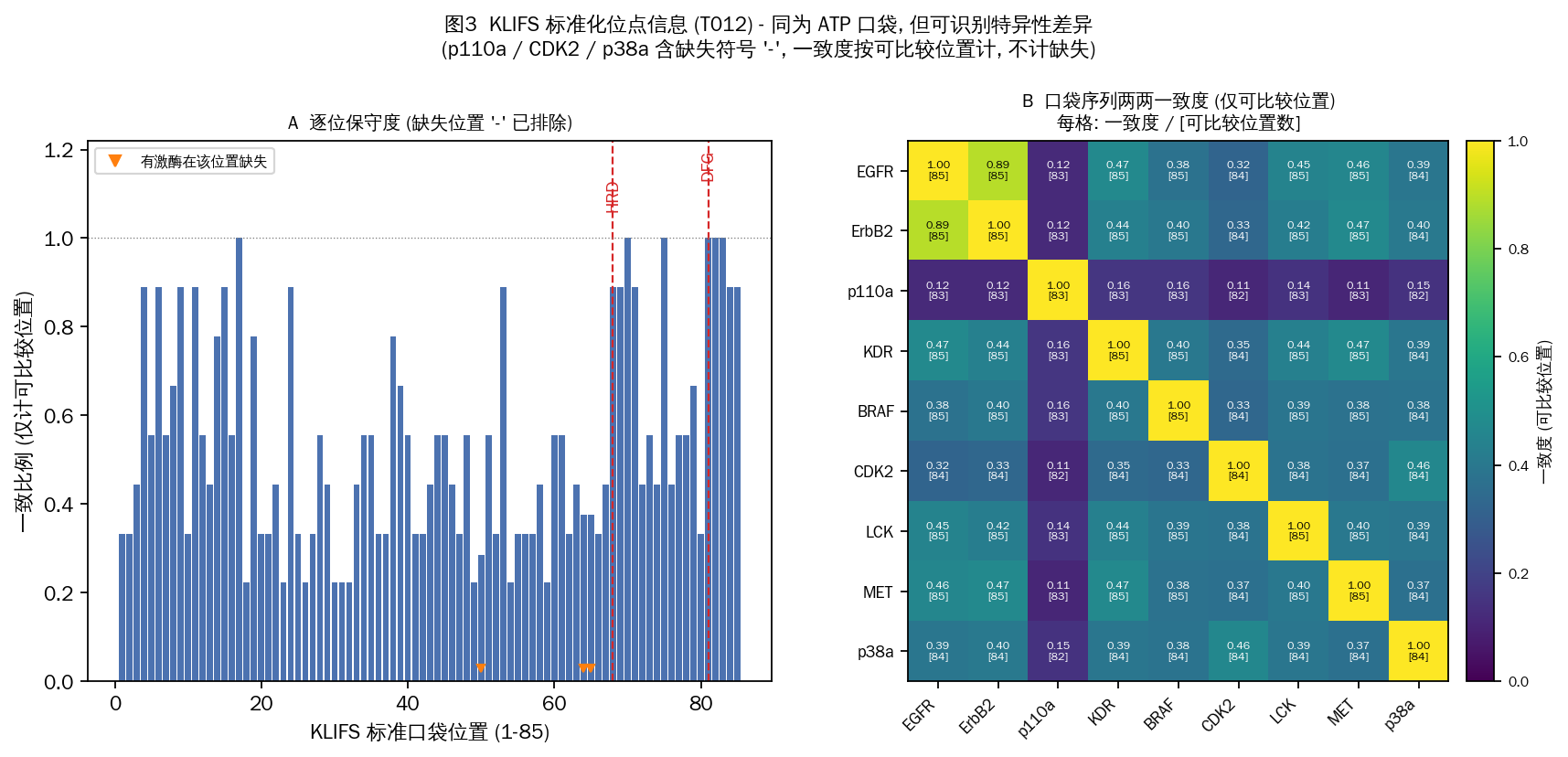 KLIFS 口袋位置保守度与两两序列一致度